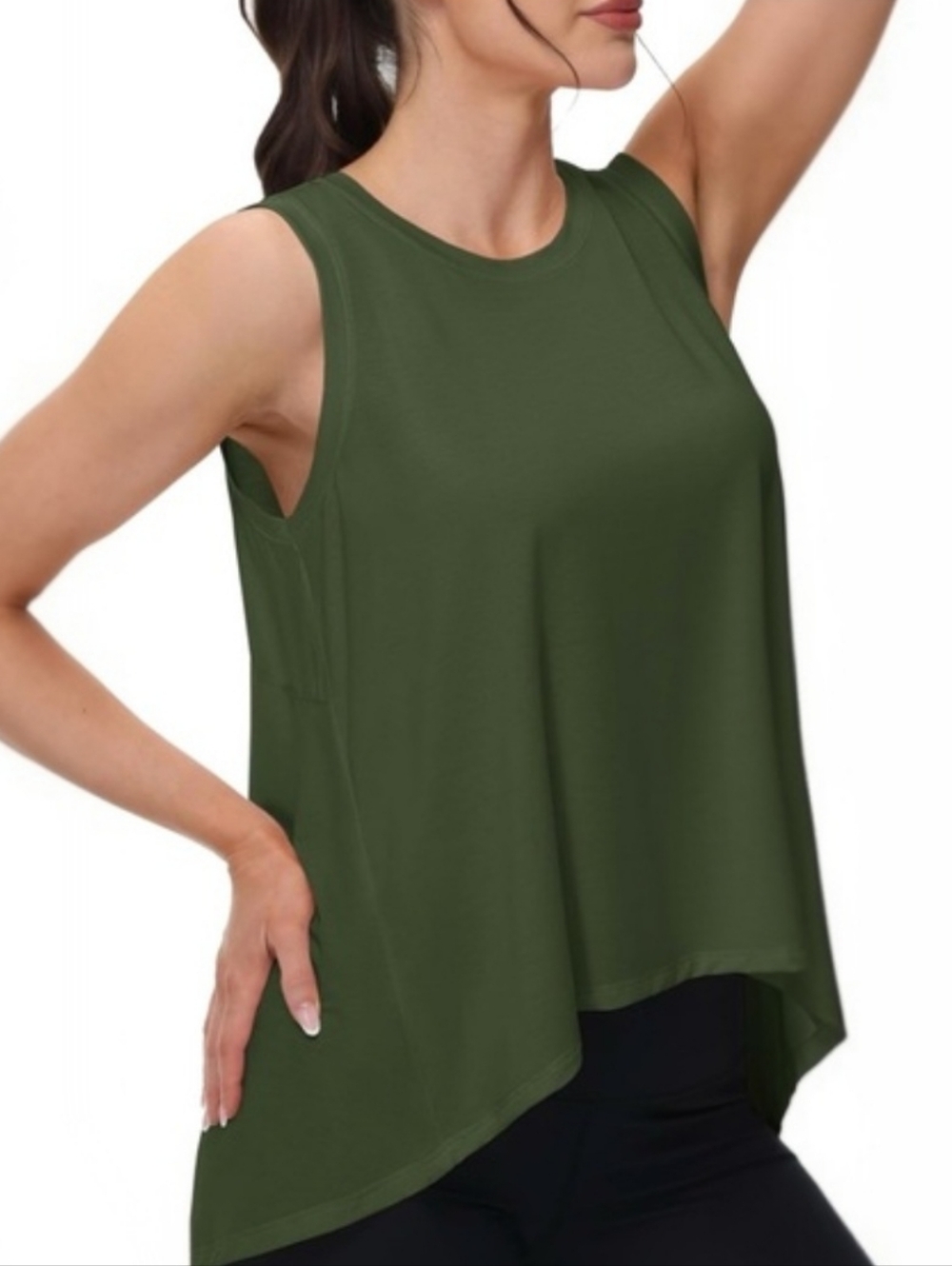 MagcoMsen Sleeveless Olive Green Women’s Top – Athletic Moisture-Wicking Tank